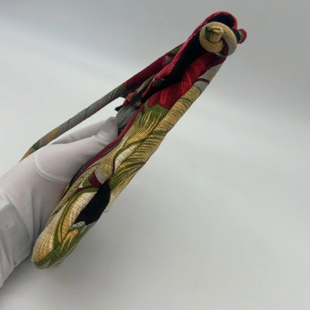 Unbranded Tropical Floral Motif Fabric Crossbody Red Black Multi.